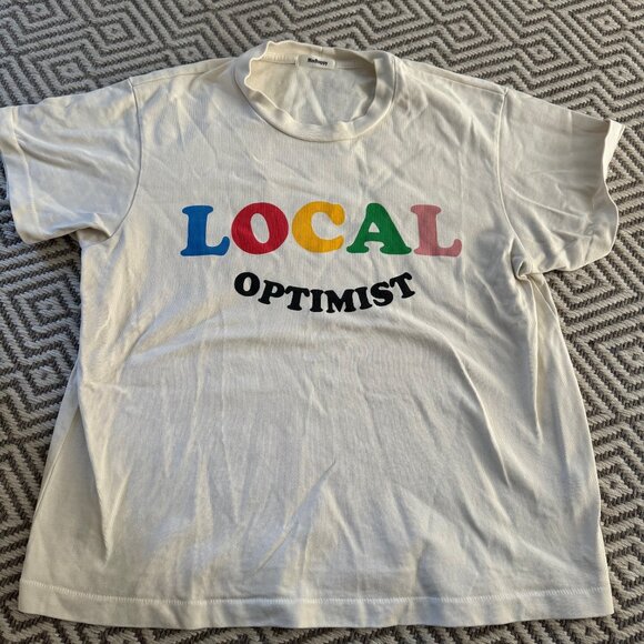 Madhappy Local Optimist Cropped White Tee Size XL - Picture 1 of 2